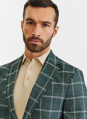 Žalias languotas vyriškas švarkas