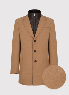 Smėlinis vyriškas lietpaltis su nusegama apykakle