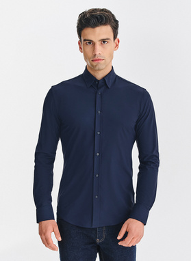 Tamsiai mėlyni vyriški marškiniai