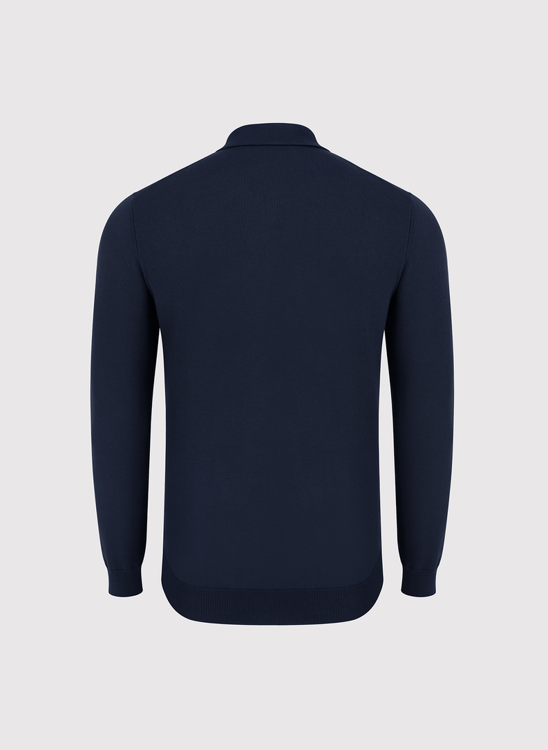  Tamsiai mėlynas polo megztinis