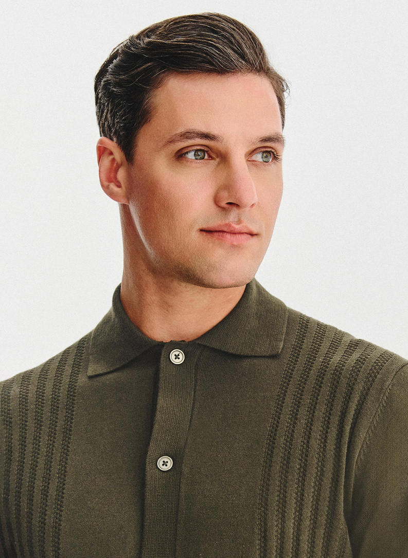 Žalios spalvos medvilninis kardiganas