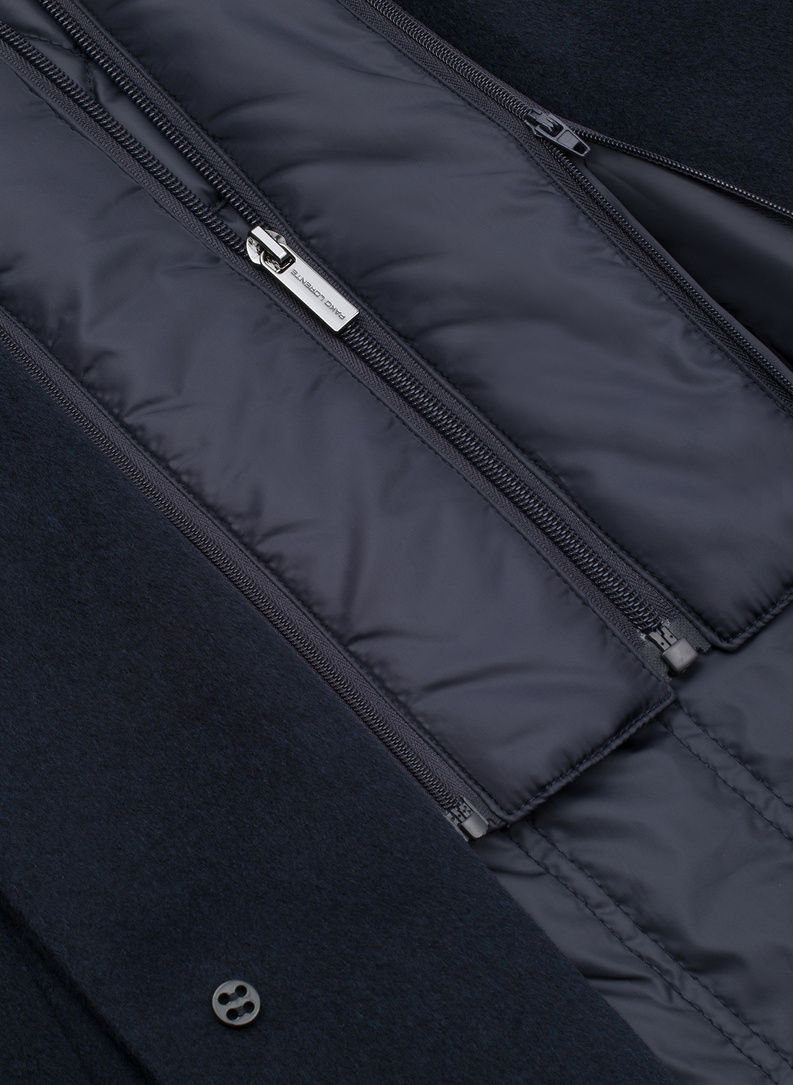 Tamsiai mėlynas vyriškas lietpaltis su vilna