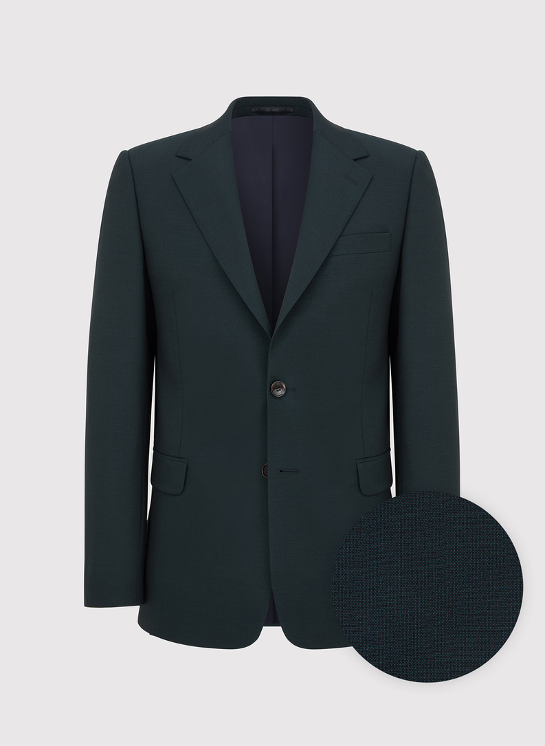 Vilnonis žalias vyriškas kostiumas