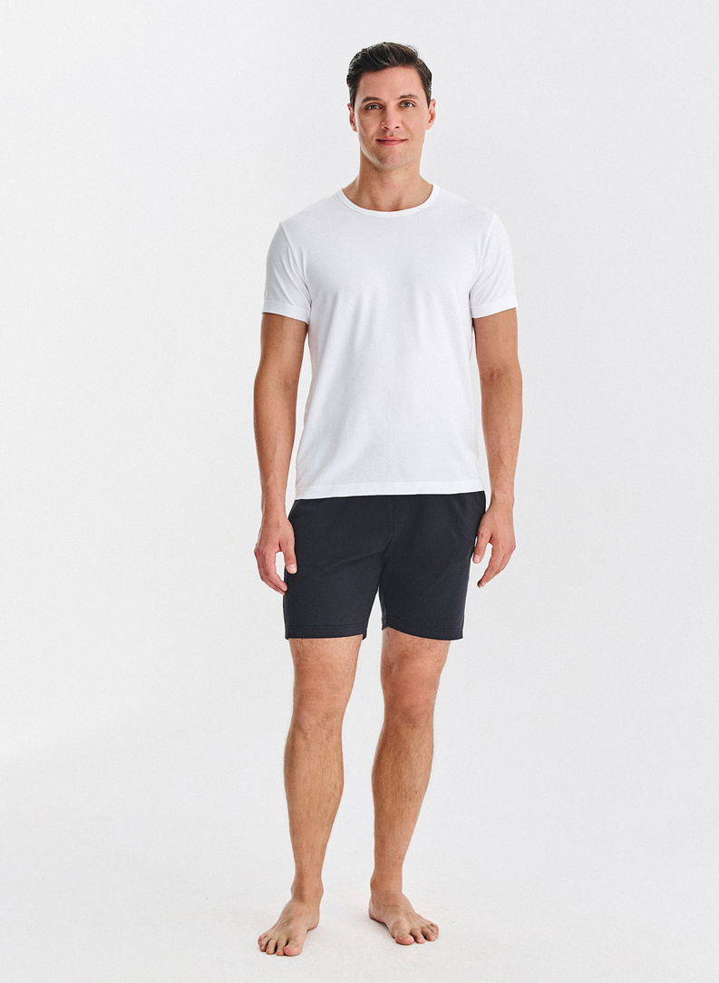 Baltai juoda vyriška pižama su medvilne