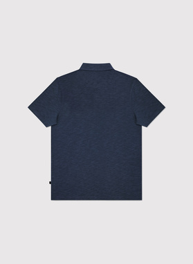 Tamsiai mėlyni medvilniniai polo marškinėliai