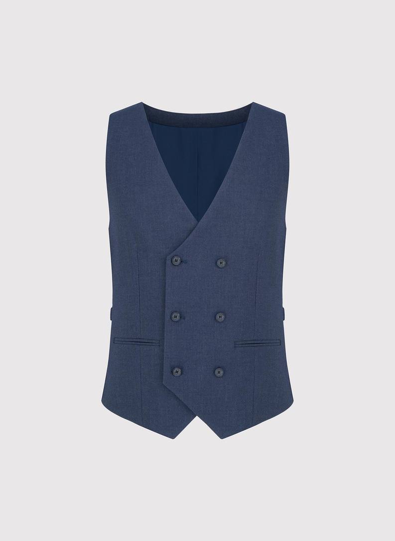 Tamsiai mėlyna dvieilė vyriška liemenė