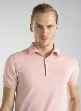 Rožiniai trikotažiniai polo T marškinėliai