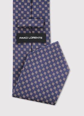 Tamsiai mėlynas kaklaraištis geometriniu raštu