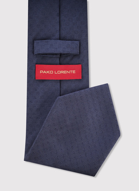 Šilkinis tamsiai mėlynas kaklaraištis su PL monograma