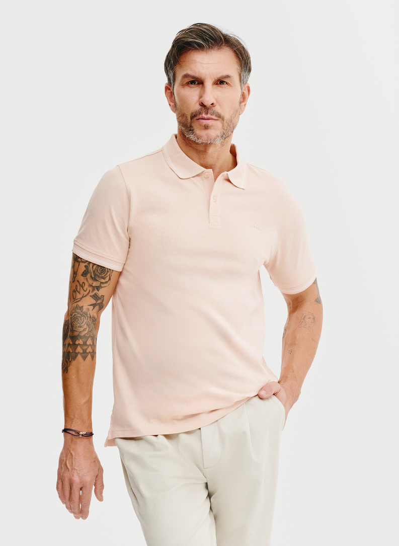 Rožinės spalvos polo T marškinėliai
