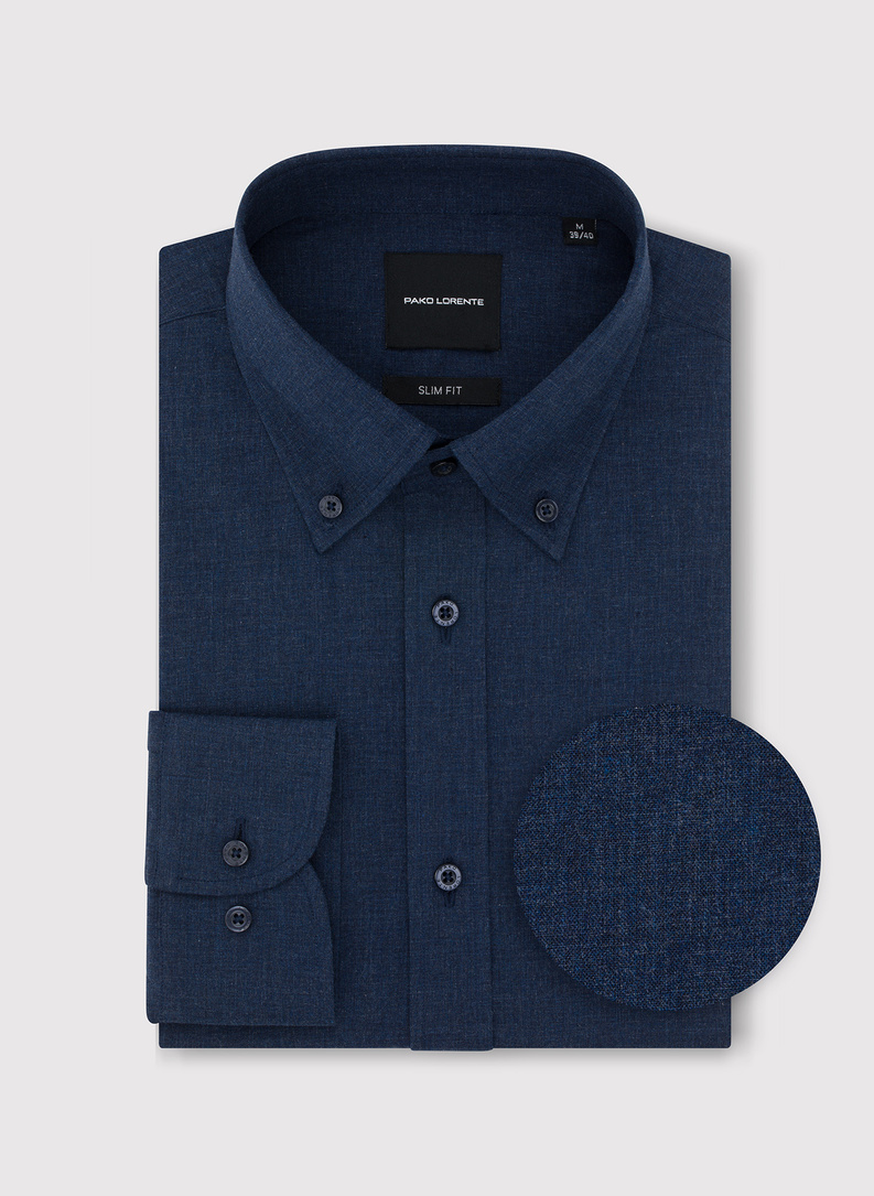 Tamsiai mėlyni melanžiniai marškiniai