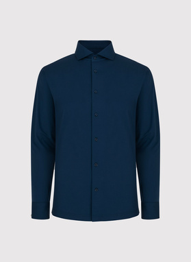 Tamsiai mėlyni trikotažiniai marškiniai