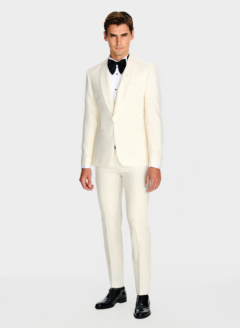 Smėlio spalvos vilnonis smokingo švarkas