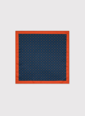 Tamsiai mėlyna oranžinė raštuota kišeninė nosinaitė