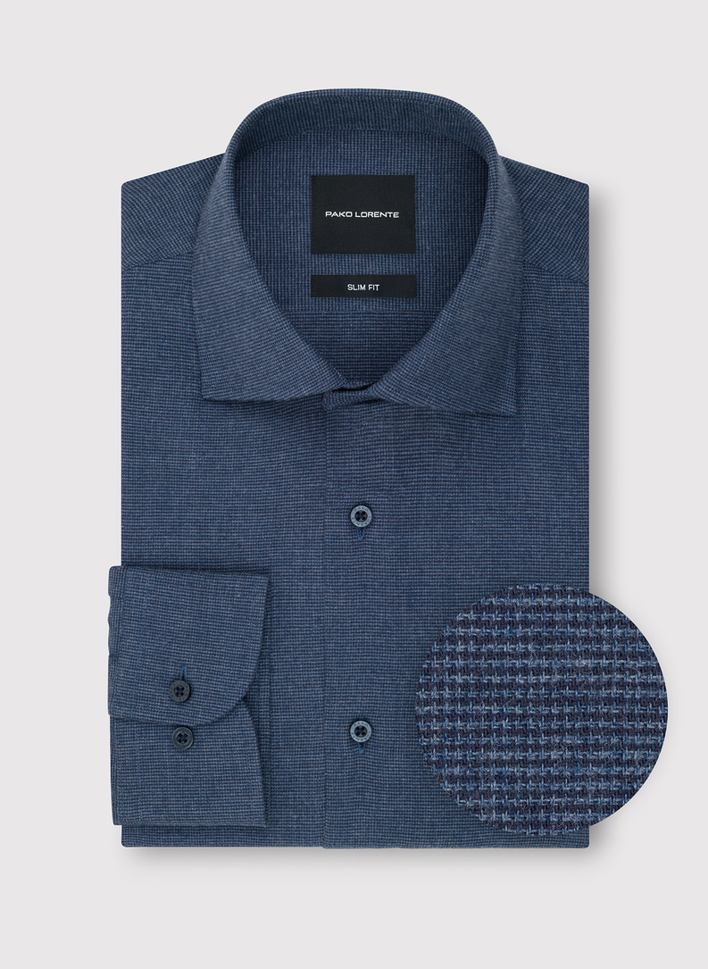 Medvilniniai marškiniai smulkiu skalikų dantų raštu