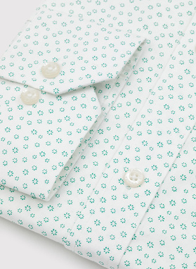 Balti vyriški marškiniai žaliu mikroraštu