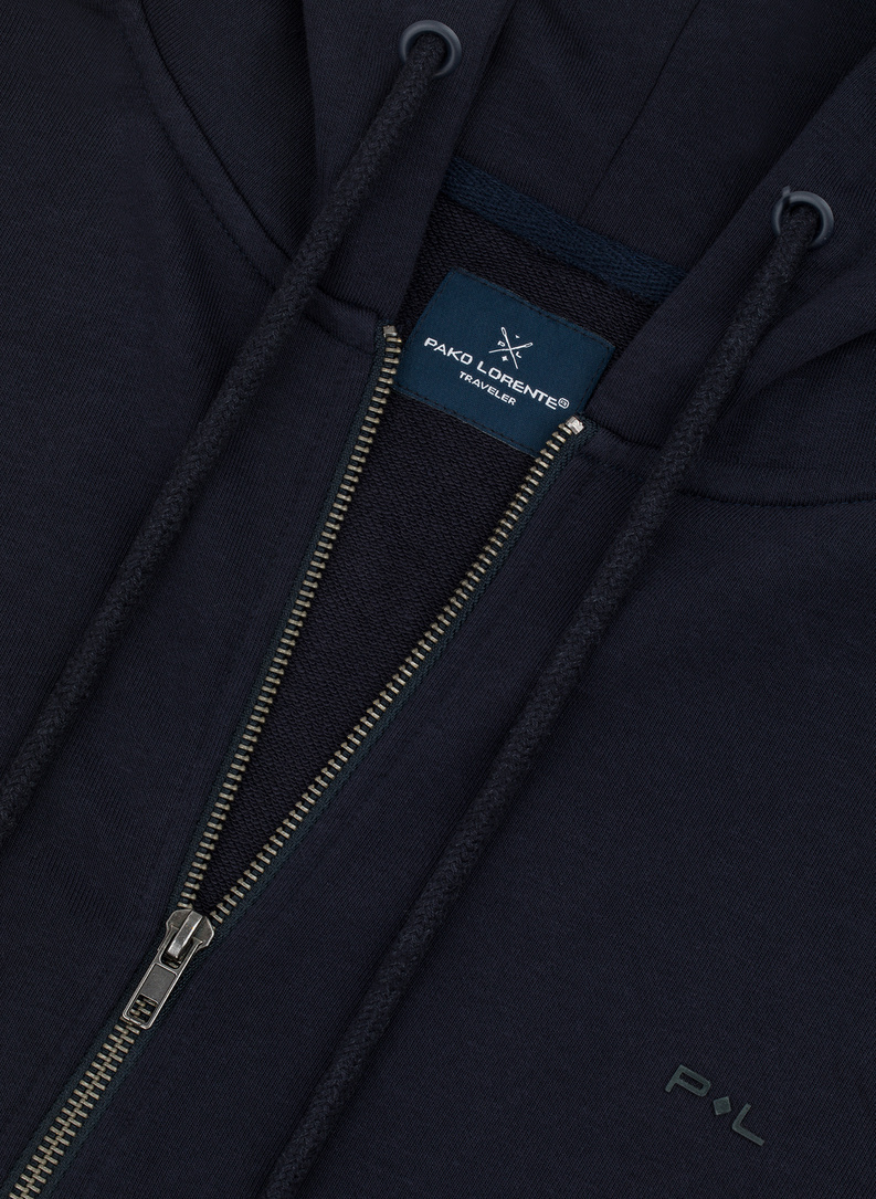 Tamsiai mėlynos spalvos sagstomas treninginis bluzonas