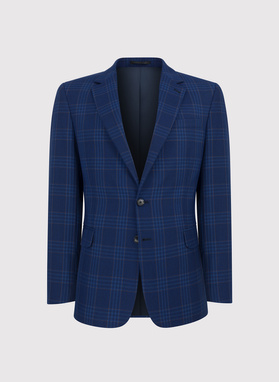 Tamsiai mėlynas languotas laisvalaikio švarkas