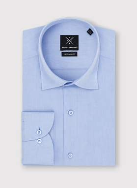 Elegantiški žydri vyriški marškiniai be raštų