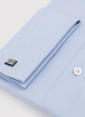 Mėlyni medvilniniai sąsagomis sagstomi vyriški marškiniai