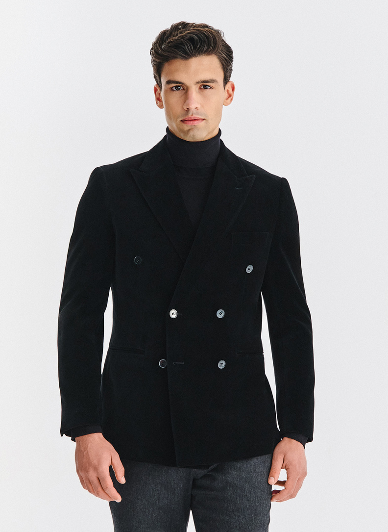 Juodas dvieilis vyriškas švarkas