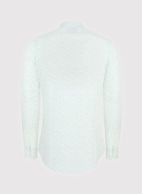 Balti vyriški marškiniai žaliu mikroraštu