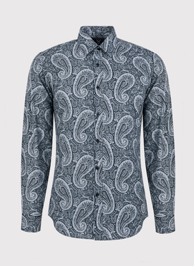 Juodi vyriški marškiniai peislio raštu