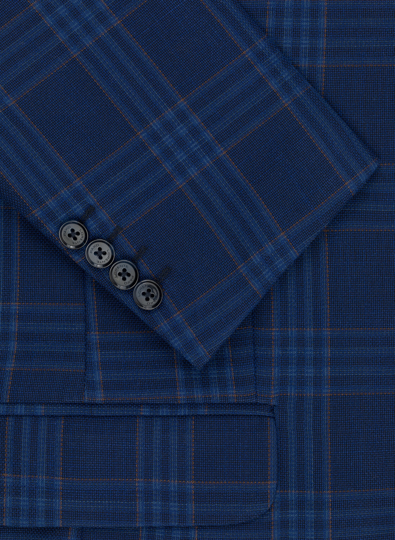 Tamsiai mėlynas languotas laisvalaikio švarkas