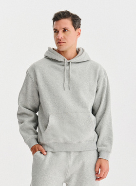 Pilkas vyriškas treningas su bluzonu su gobtuvu