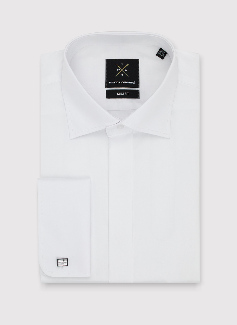 Balti vyriški marškiniai, sagstomi sąsagomis