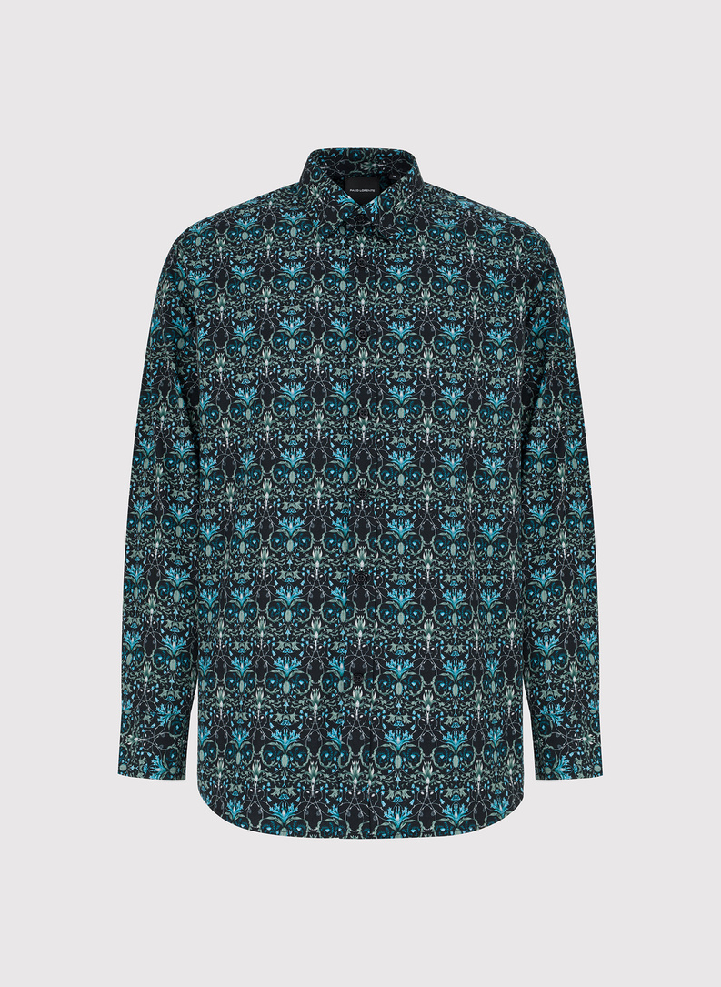 Juodi marškiniai turkio gėlėmis