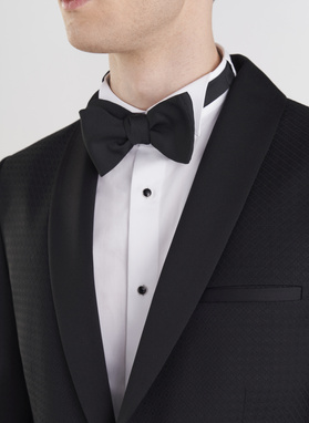 Vilnonis juodas smokingo švarkas mikroraštu