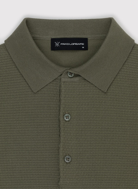 Vaflinio pynimo žali polo T marškinėliai