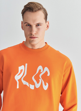 Oranžinis didelio dydžio bluzonas apvalia iškirpte C22SF-2B-001-P-0