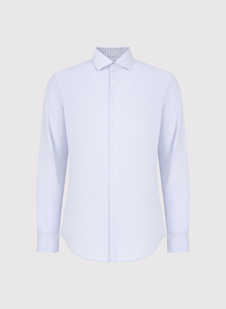 Žydri vyriški marškiniai su kontrastingu apvadu