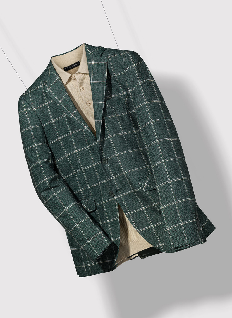 Žalias languotas vyriškas švarkas