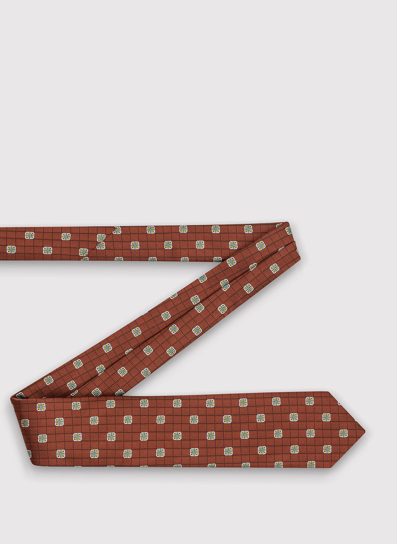 Rudas vyriškas kaklaraištis geometriniu raštu