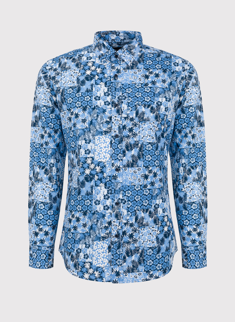 Mėlyni marškiniai Havajų raštais P23WN-1X-015-G-S