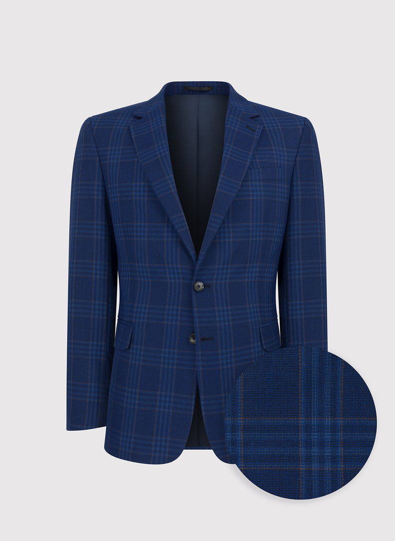 Tamsiai mėlynas languotas laisvalaikio švarkas