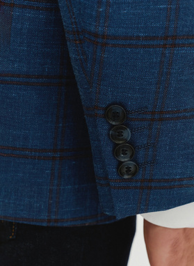 Tamsiai mėlynas languotas švarkas