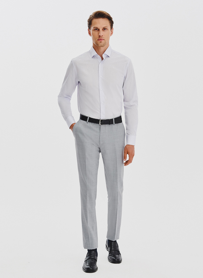 Žydri vyriški marškiniai su kontrastingu apvadu