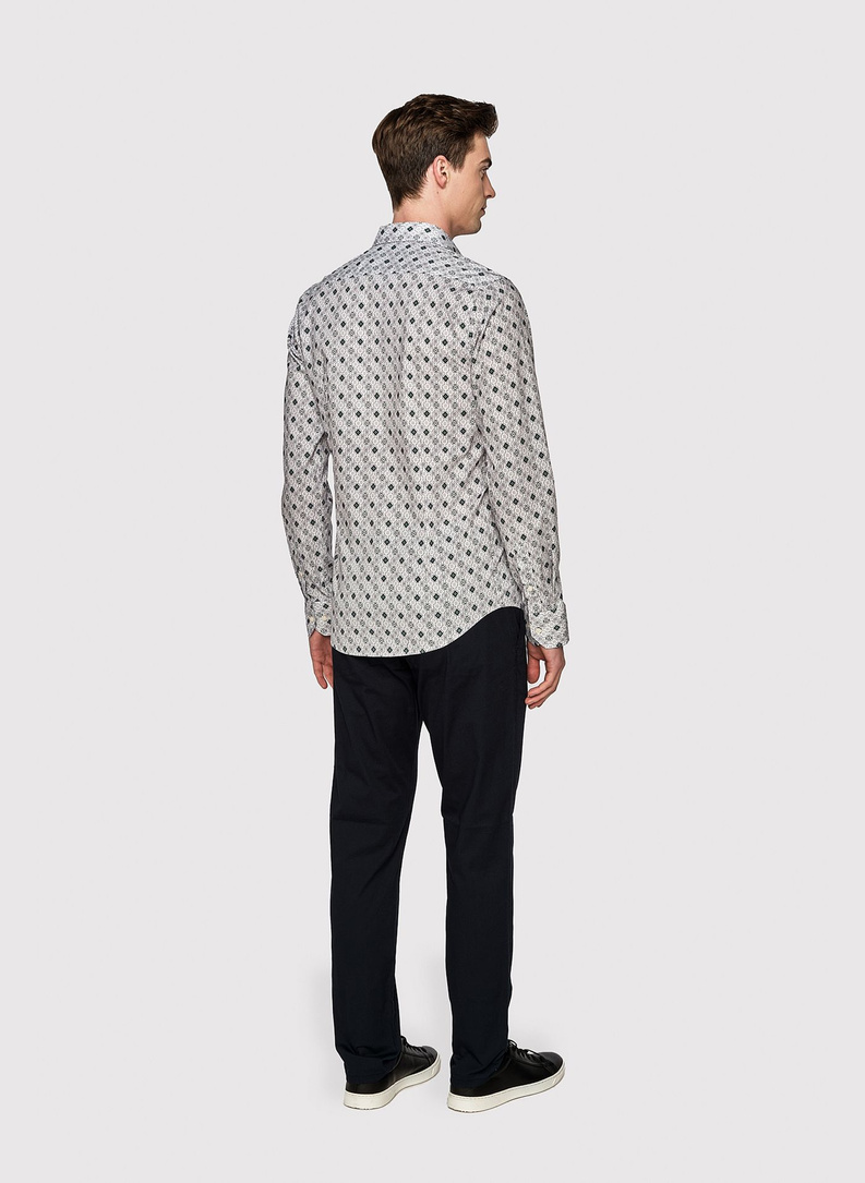 Tamsiai mėlynos vyriškos kelnės be raštų