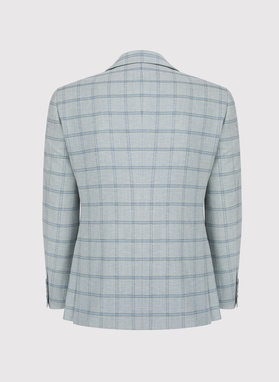 Pilkas vyriškas švarkas dideliais kvadratais