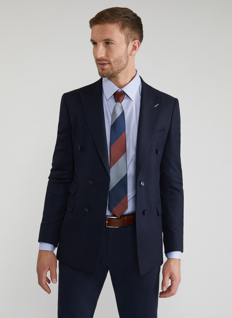 Tamsiai mėlynas vyriškas kaklaraištis P22SF-KX-001-G-0