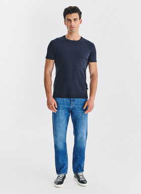 Tamsiai mėlyni vyriški T marškinėliai