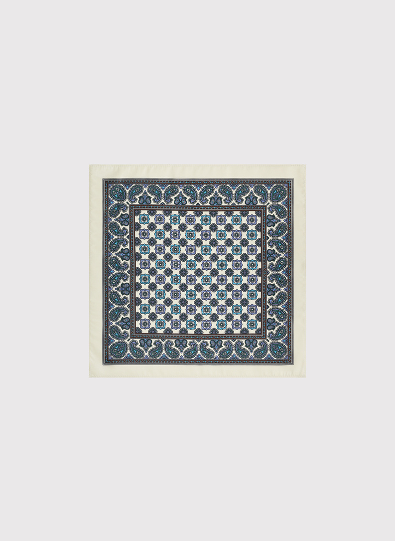 Smėlinė kišeninė nosinaitė geometriniu raštu