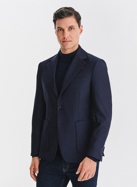 Tamsiai mėlynas vienaeilis švarkas