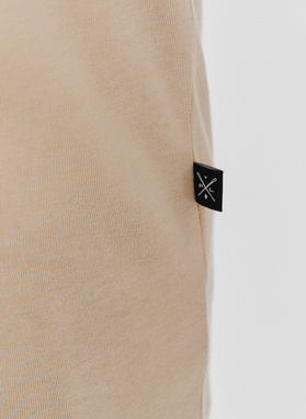 Smėlio spalvos medvilniniai polo T marškinėliai be raštų