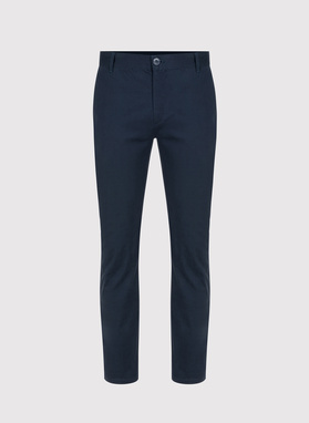 Tamsiai mėlynos spalvos vyriškos kostiuminės kelnės be raštų