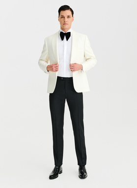 Smėlio spalvos vilnonis smokingo švarkas